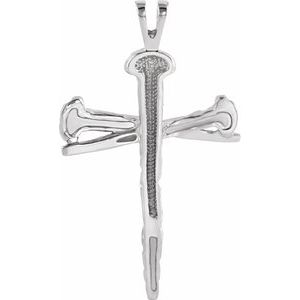 10K White Nail Design Cross Pendant