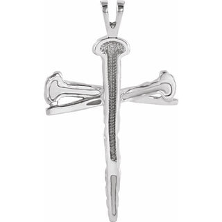 Sterling Silver Nail Design Cross Pendant