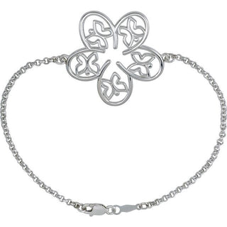 14K White Flower & Butterfly 7 1/2" Bracelet