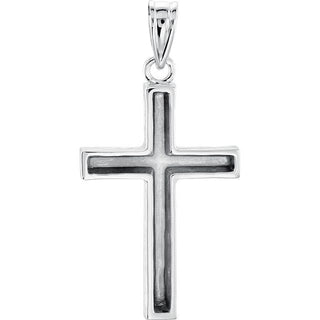 14K White 24x16 mm Cross Pendant