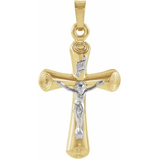 14K Yellow/White 22x15 mm Crucifix Pendant