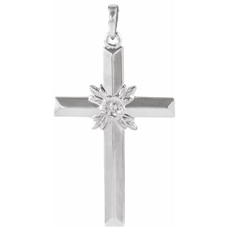 14K White 32.5x19.5 mm Cross Pendant 