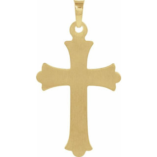 14K Yellow/White 25.5x18 mm Hollow Cross Pendant