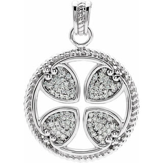 14K White 3/4 CTW Natural Diamond Maltese Cross Pendant 