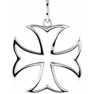 14K White 3/4 CTW Natural Diamond Maltese Cross Pendant