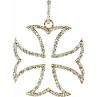 14K Yellow 3/4 CTW Natural Diamond Maltese Cross Pendant