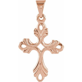 14K Rose Cross Pendant