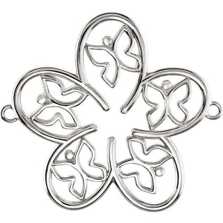 14K White Flower & Butterfly Bracelet Center