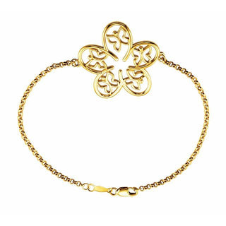 14K Yellow Flower & Butterfly 7 1/2" Bracelet