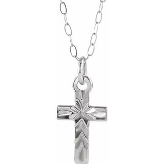 14K White 9.5x6.5 mm Cross 15" Necklace 
