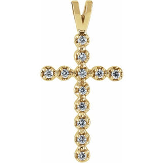 14K Yellow .18 CTW Natural Diamond Cross Pendant