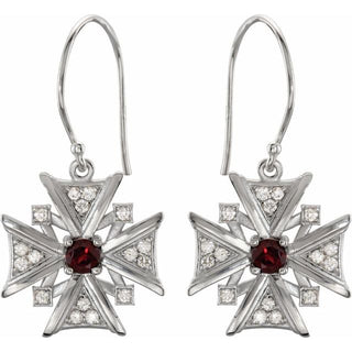 14K White Natural Mozambique Garnet & 1/3 CTW Natural Diamond Earrings