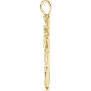 18K Yellow Nugget Cross Pendant