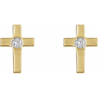 14K Yellow 10x6 mm .04 CTW Natural Diamond Cross Earring