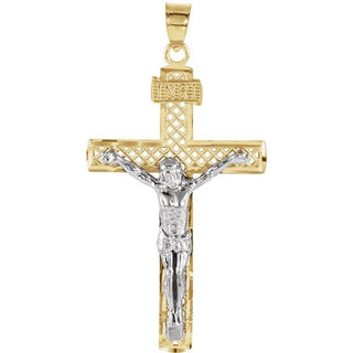 14K Yellow/White 40.5x25.5 mm Crucifix Pendant  