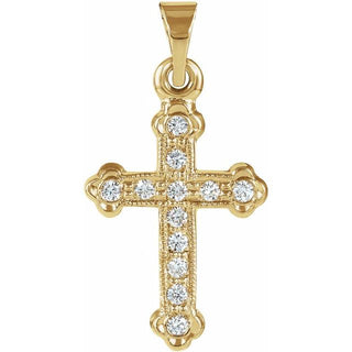 14K Yellow 1/10 CTW Natural Diamond Cross Pendant