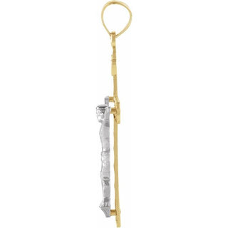 14K Yellow/White 40.5x25.5 mm Crucifix Pendant  