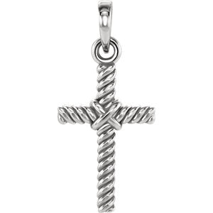 14K White 13.5x8.6 MM Rope Cross Pendant