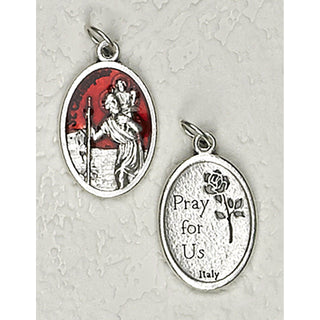 Bulk Saint Christopher Double Sided Red Enamel Medals