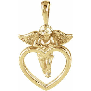 14K Yellow 22.7x14.2 mm Cherub & Heart Pendant