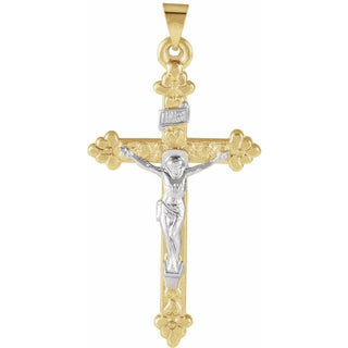 14K Yellow/White Hollow Crucifix Pendant