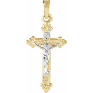 14K Yellow/White Hollow Crucifix Pendant
