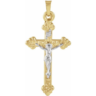 14K Yellow/White Hollow Crucifix Pendant
