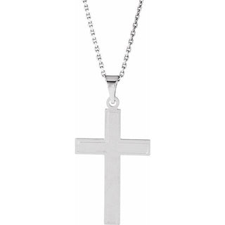 14K White 31x18 mm Cross 18" Necklace