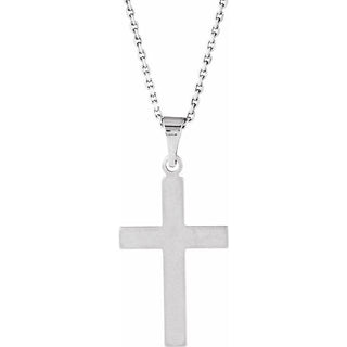 14K White 23.5x14 mm Cross 18" Necklace