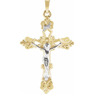14K Yellow/White 35x24.5 mm Crucifix Pendant 