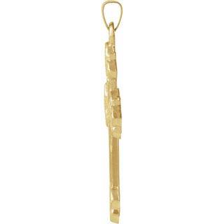 14K Yellow 33x25 mm Hollow Cross Pendant
