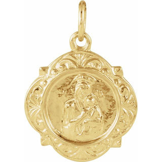 14K Yellow 12 mm Our Lady of Perpetual Help Medal