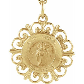 14K Yellow 18 mm Round Saint Patrick Medal