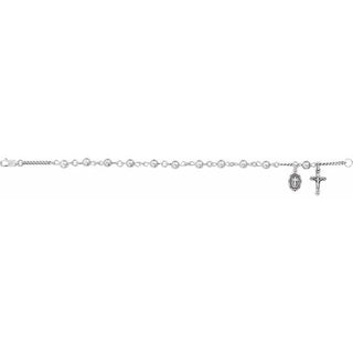 Sterling Silver Crucifix & Medal Rosary 7 1/2" Bracelet
