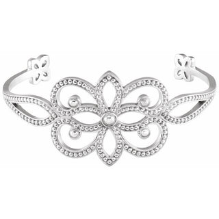 18K White Granulated Cuff 6 1/2" Bracelet