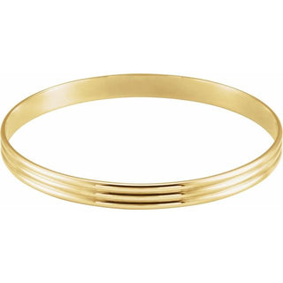 14K Yellow 6 mm Grooved Bangle 7 1/2" Bracelet  
