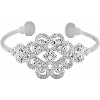 Sterling Silver 1/6 CTW Natural Diamond Cuff 7" Bracelet