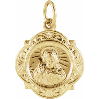 14K Yellow 12 mm Sacred Heart of Jesus Medal