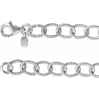 7 Inch Knurled Cable Bracelet Sterling Silver
