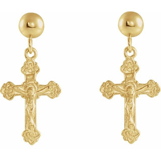 14K Yellow 13x9.5 mm Crucifix Earring