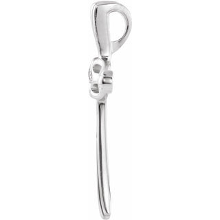 14K White .005 CT Natural Diamond Cross Pendant