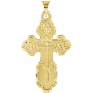 14K Yellow Saint Olga Orthodox Cross Pendant