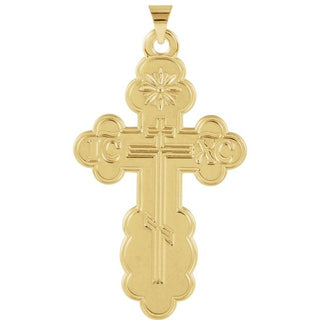 14K Yellow Saint Olga Orthodox Cross Pendant