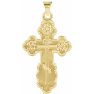 14K Yellow Saint Olga Orthodox Cross Pendant
