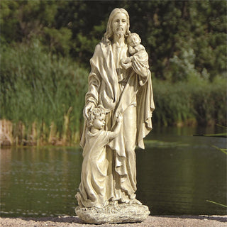 24-Inch Jesus With Children Garden Statue