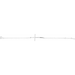 Platinum .025 CT Natural Diamond Sideways Cross 7-8" Bracelet