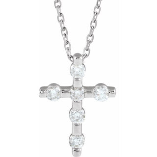 Platinum 1/5 CTW Natural Diamond Cross 16-18" Necklace