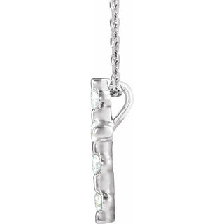 14K White 1/5 CTW Natural Diamond Cross 16-18" Necklace