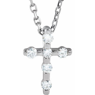 Sterling Silver .08 CTW Natural Diamond Cross 16-18" Necklace
