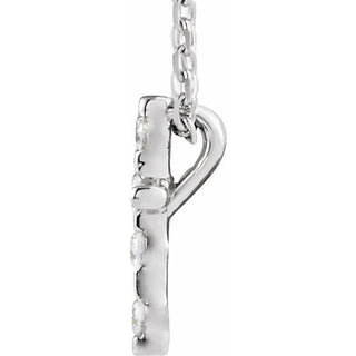 Sterling Silver .08 CTW Natural Diamond Cross 16-18" Necklace